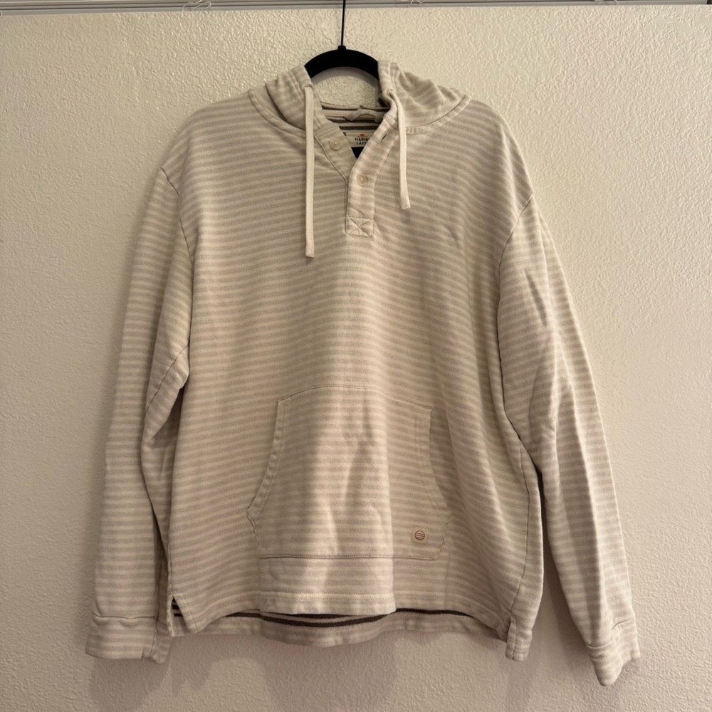 Marine Layer Men's Cream Striped Hoodie